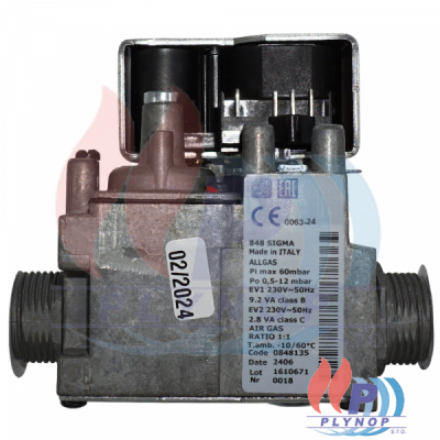 Plynový ventil / armatura SIT 848, 0848135 s 3/4" vnějšími závity ENBRA CD - 30-00134P / 30-00134 / 0848135