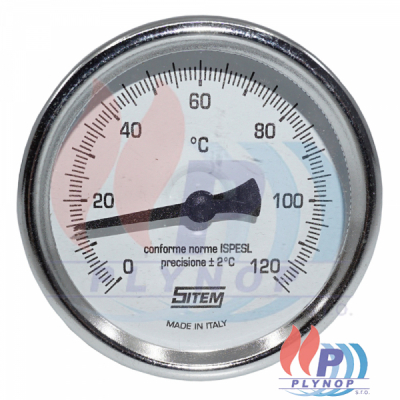 Teploměr s jímkou 0-120°C, 150mm a 1/2" vnějším závitem REGULUS - 10474