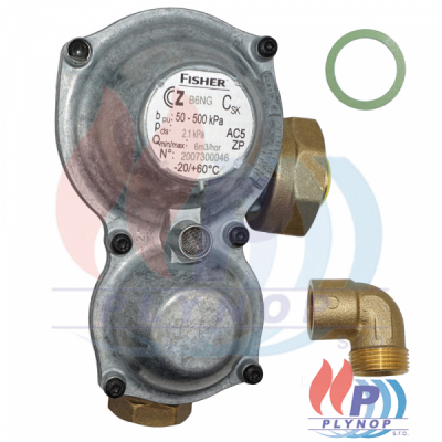 Regulátor tlaku plynu B 6,rohový FISCHER vč.kolena