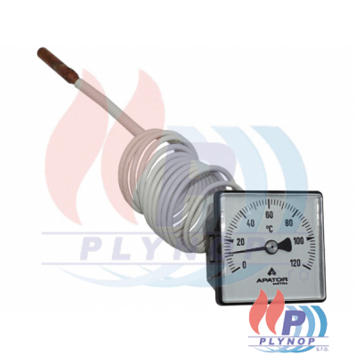 Teploměr s kapilárou 0-120°C hranatý 45x45 mm