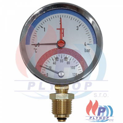 Termomanometr spodní 0-120°C 4 bar pr. 80 mm G1/2"