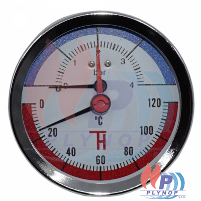 Termomanometr zadní 0-120°C 4 bar pr. 80 mm G1/2"